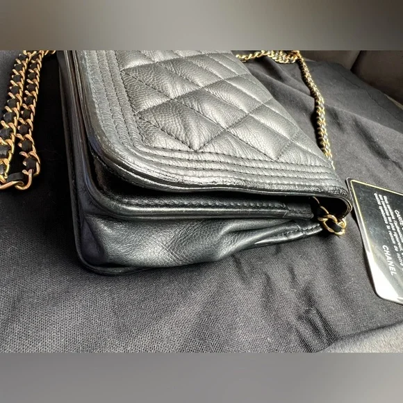 Chanel Caviar Quilted Boy Wallet On Chain WOC Black - Picture 8 of 17